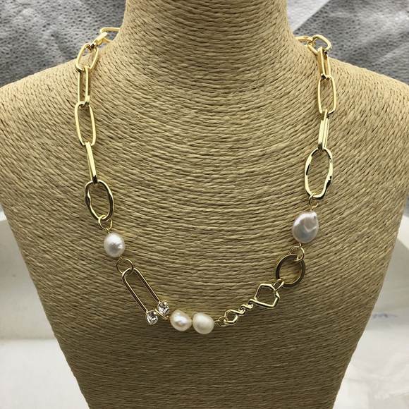 Hand Crafted Jewelry - 17''+2'' Gold Pearl Chain Choker Necklace-VIDEO